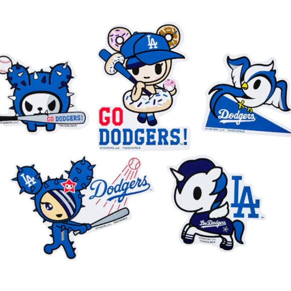 Tokidoki LA Los Angeles Dodgers MLB Blue Stickers Set Of 5 New Sealed Unicorno - Picture 1 of 4